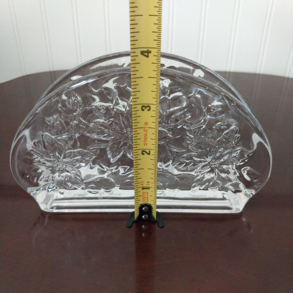 Vintage Princess House Fantasia Crystal Glass Poinsettia Napkin Holder #518 - Picture 8 of 8